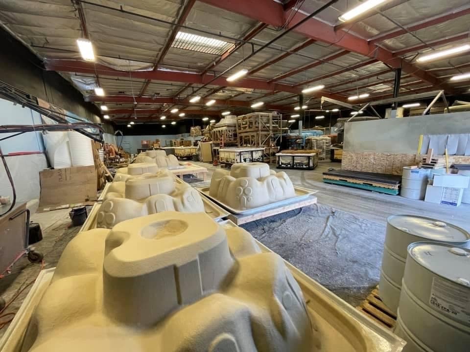 Cal Spas shells in production on the factory floor